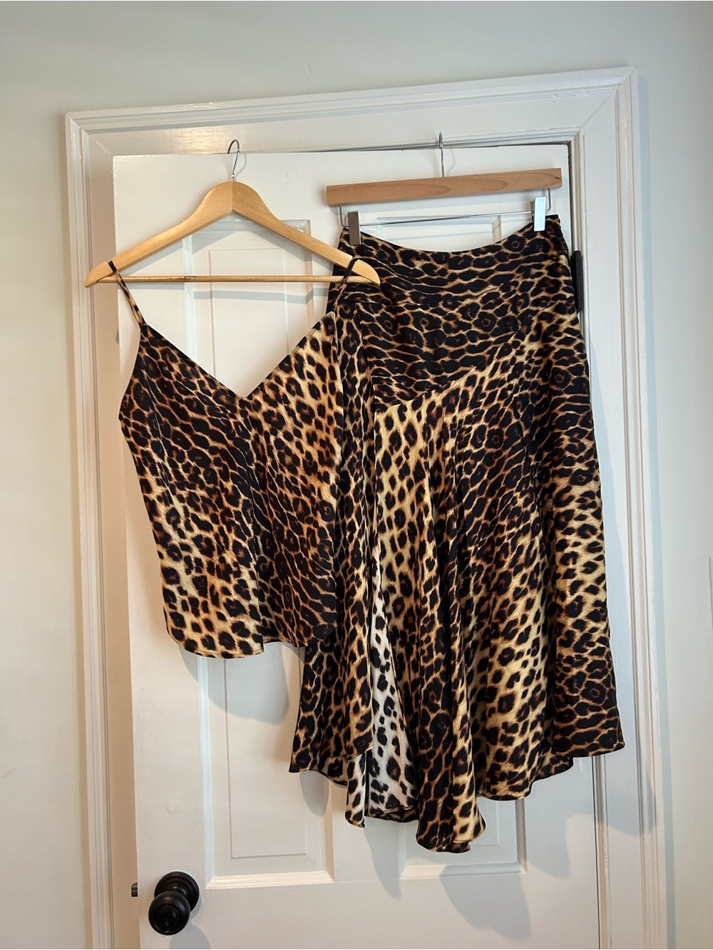 A.L.C. Leopard Print camisole and matching skirt. Sold as a set.